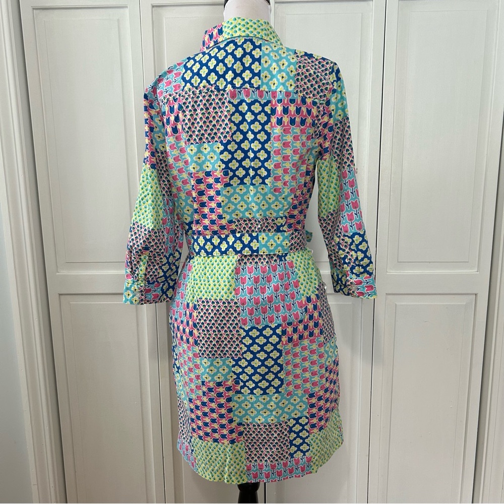 Talbots ISLAND MULTICOLOR PATCHWORK BELTED SHIRTD… - image 5